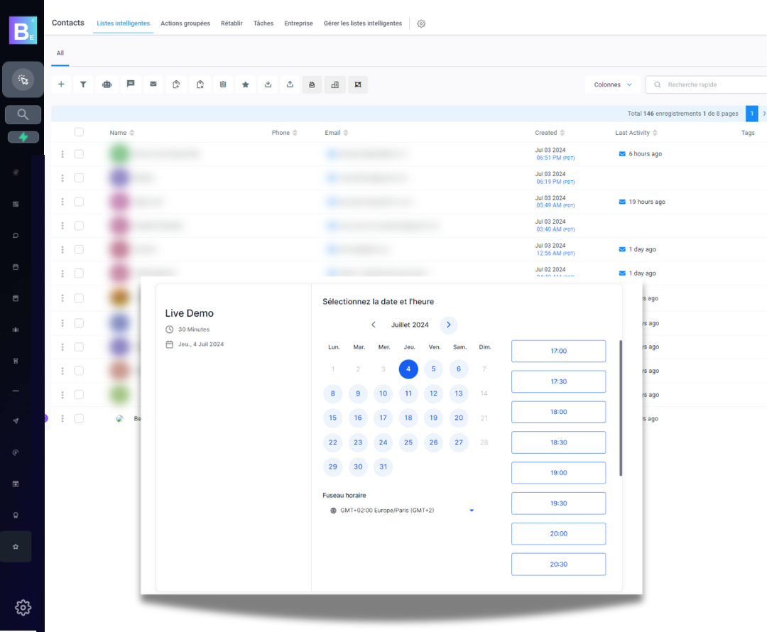 crm et calendrier en ligne