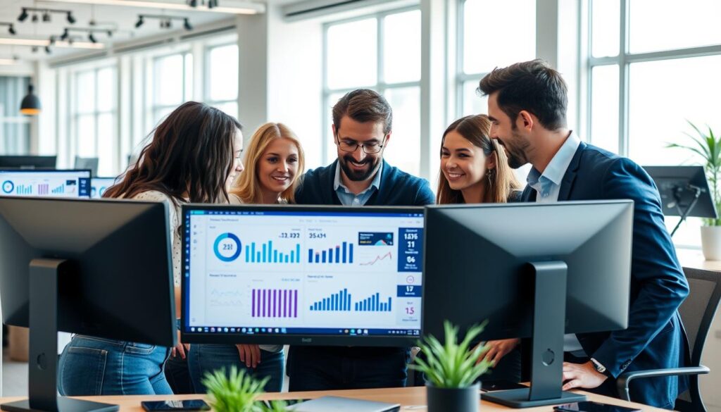 Équipe de TechSolutions utilisant une plateforme marketing tout-en-un