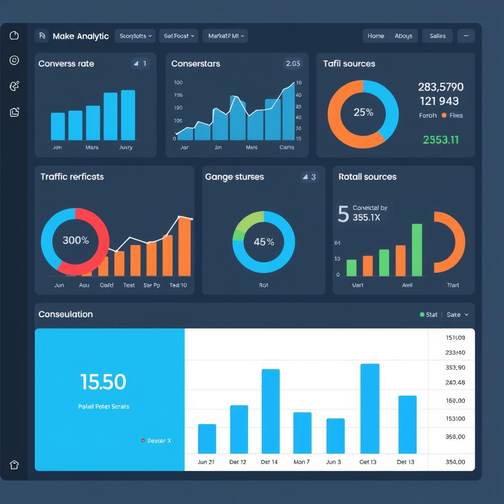 Tableau de bord d'analyse marketing d'une plateforme tout-en-un