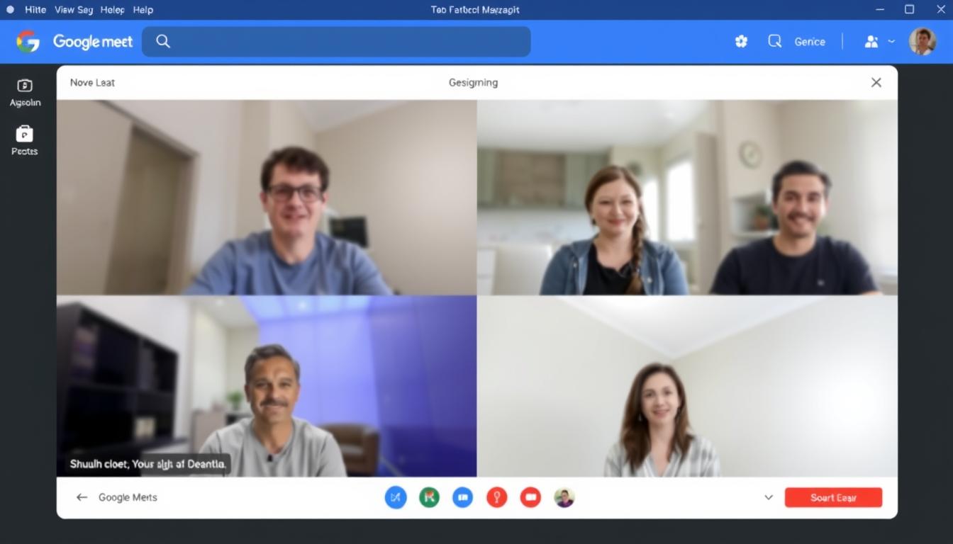 Générez une image de l'interface de Google Meet lors d'une visioconférence