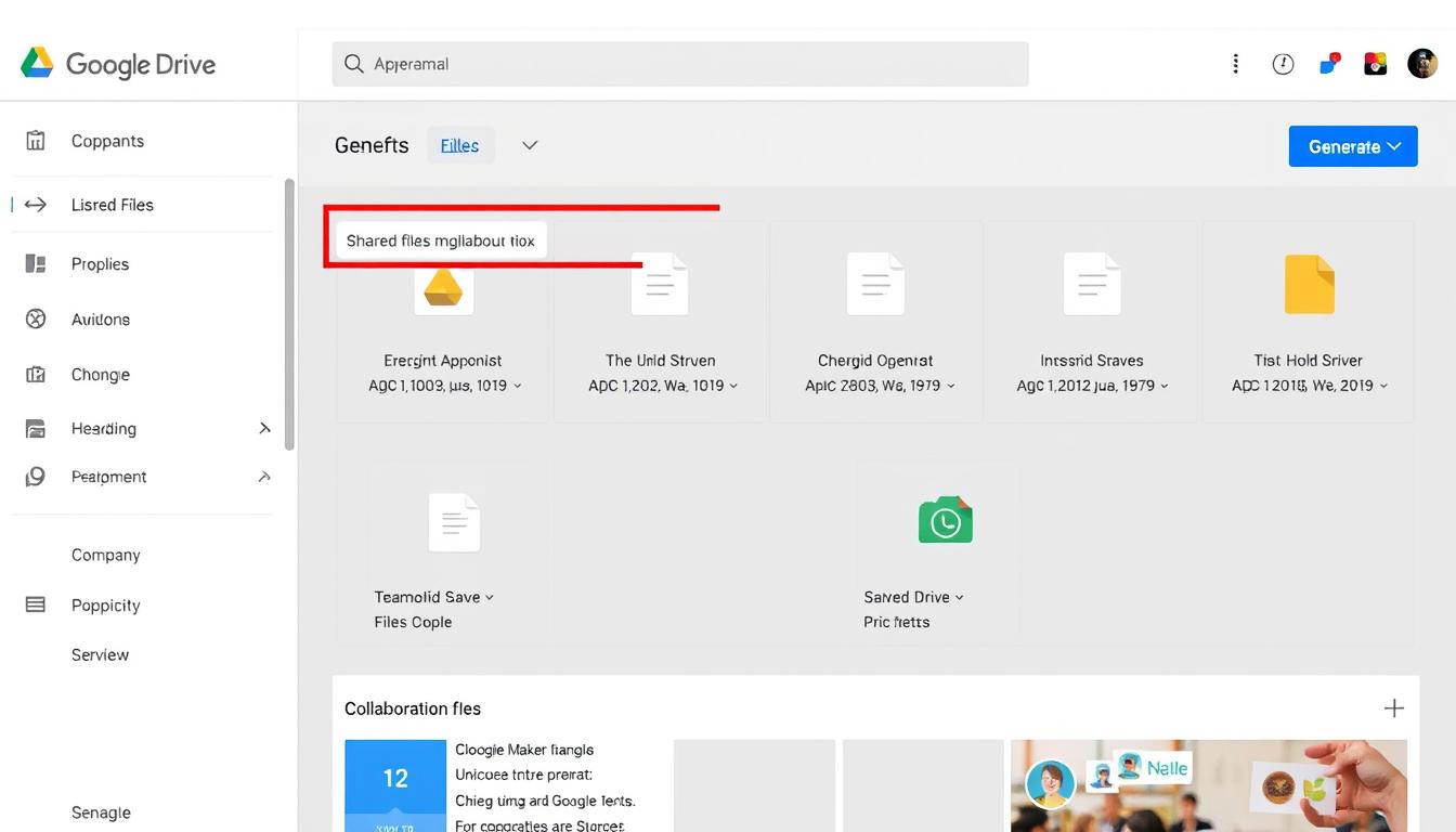 Générer une image de Google Drive avec des fichiers partagés et des options de collaboration