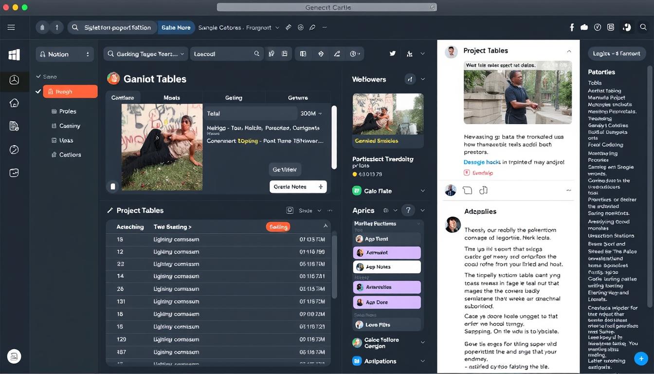 Générer une image de Notion avec des tableaux et des notes de projet