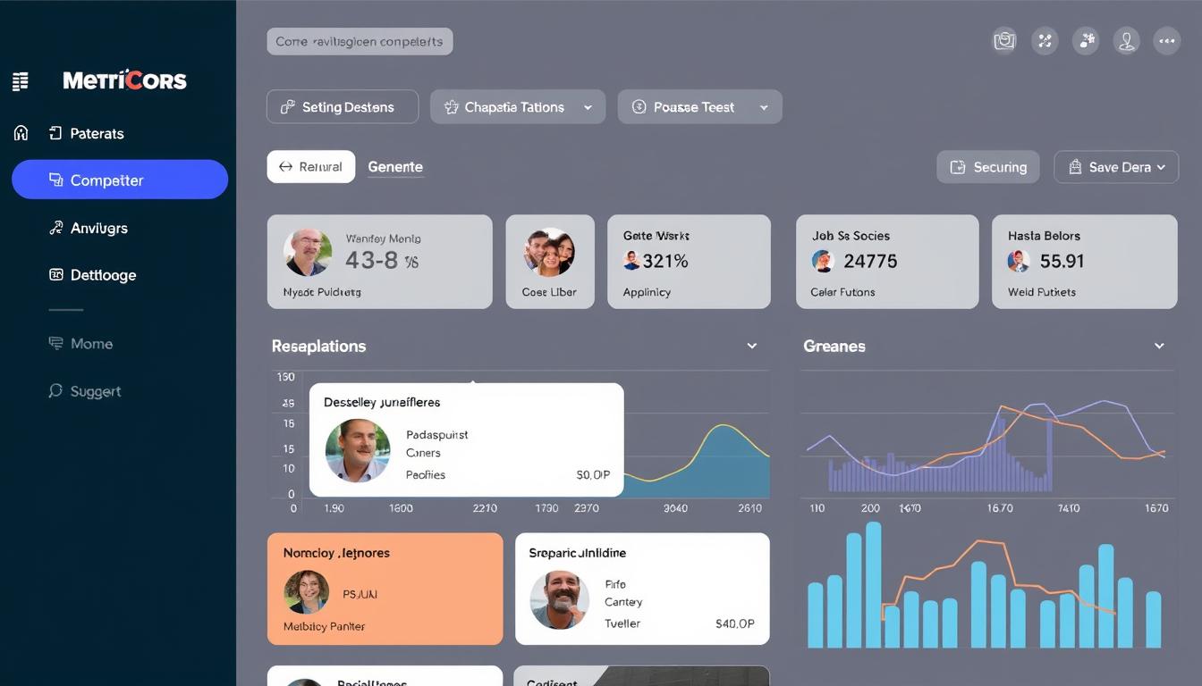 Générez une image d'une interface utilisateur de Metricool analysant les performances des concurrents sur les réseaux sociaux