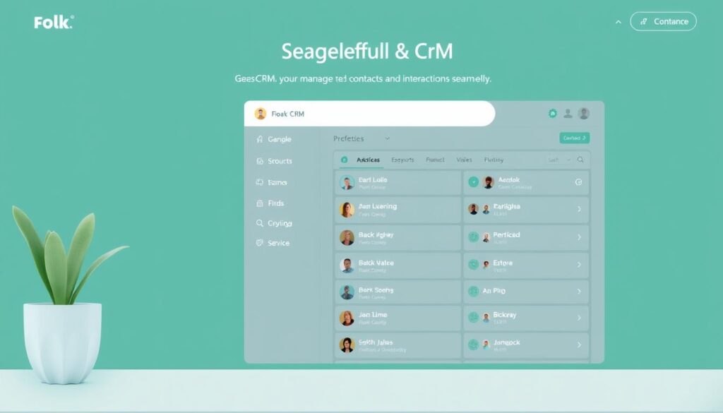 Généérer une image de Folk CRM en action, montrant une interface utilisateur intuitive pour la gestion des contacts et des interactions.