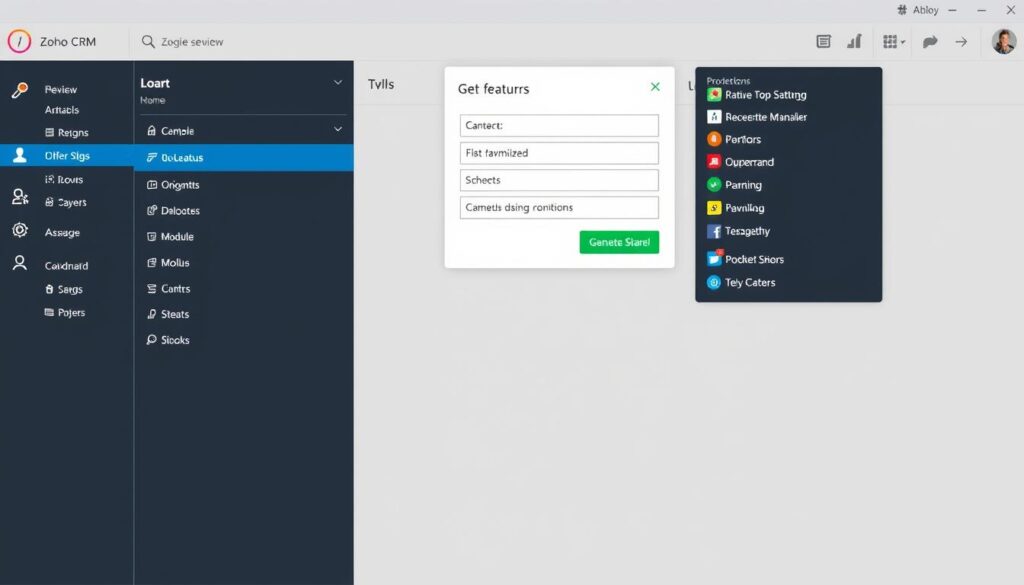Générez une image de l'interface utilisateur de Zoho CRM