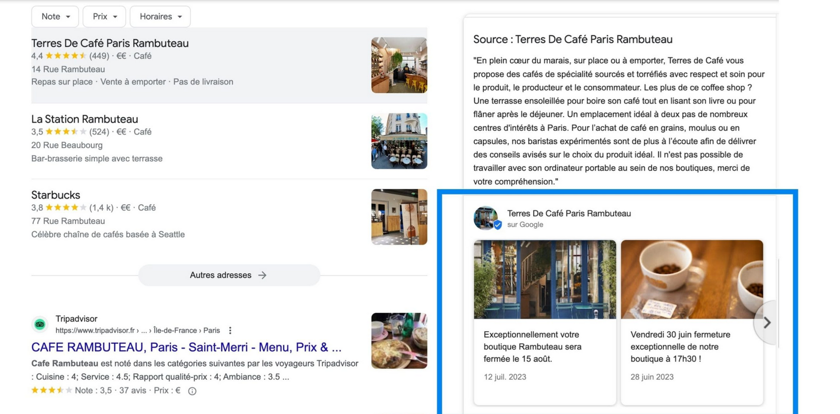 Utilisation des publications Google My Business
