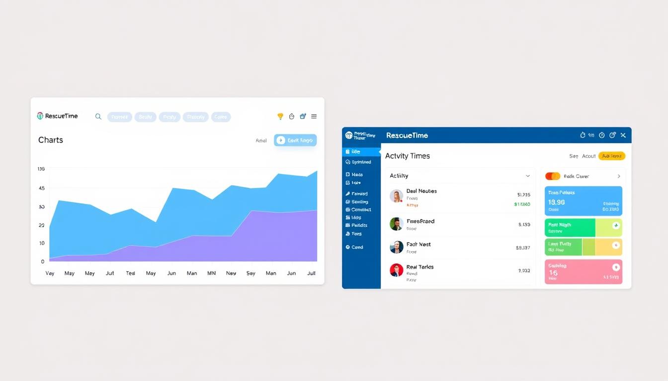 Image de Rescuetime avec un graphique de productivité et un écran d'activité