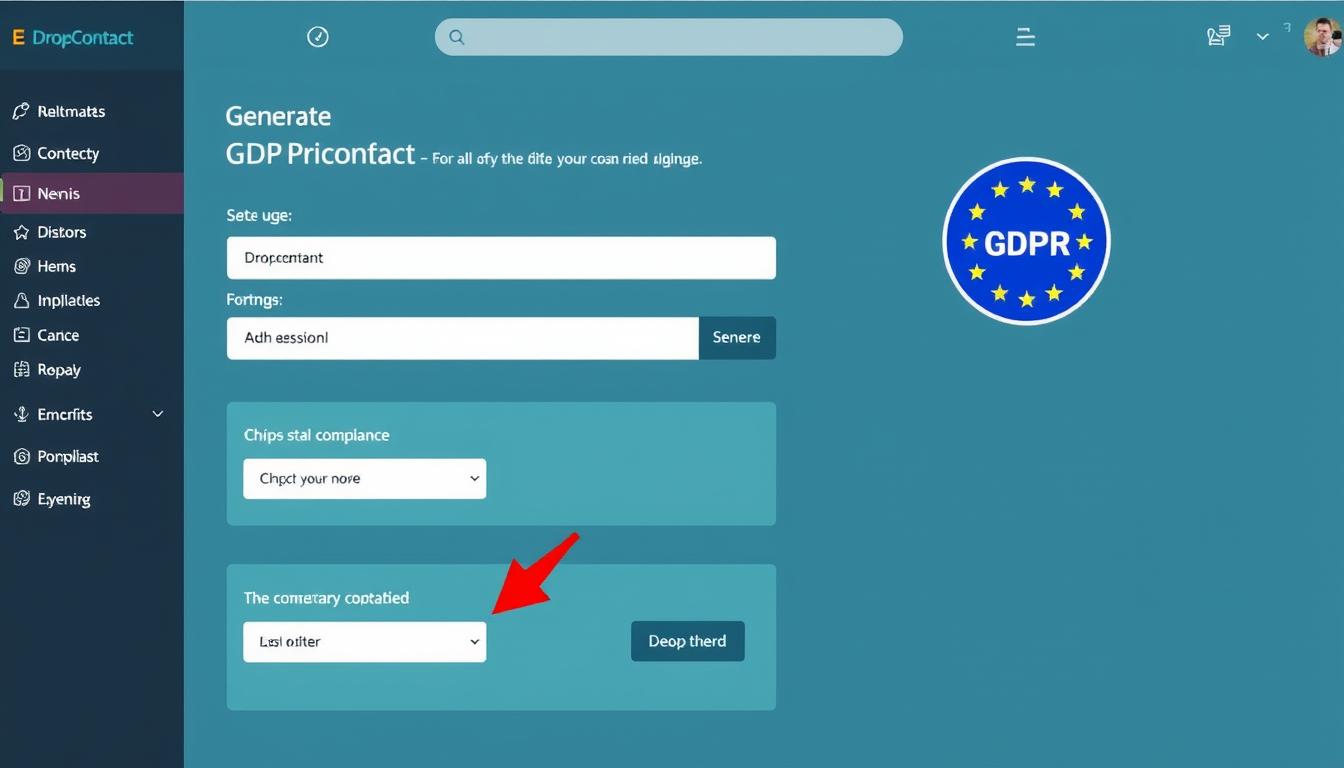 Générez une image de l'interface de Dropcontact avec un badge de conformité RGPD