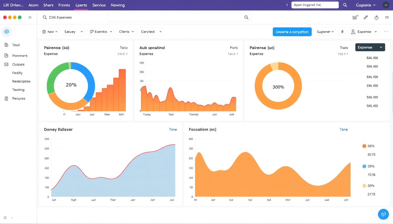 Générez une image de l'interface utilisateur d'Emma montrant des graphiques colorés de suivi des dépenses.