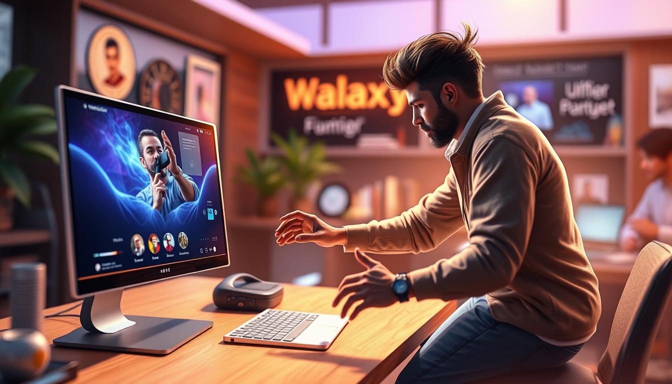 Créer une image représentant Waalaxy en action